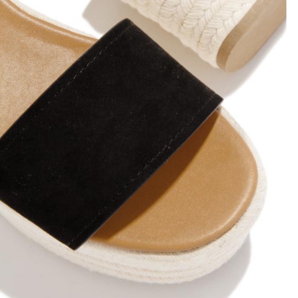 Espadrille Flatform Sandals - Black Suede - Picture 3 of 7